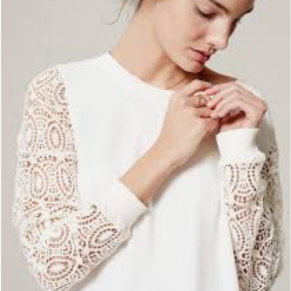 LOFT Tops - Loft Circle Lace Sleeve Blouse